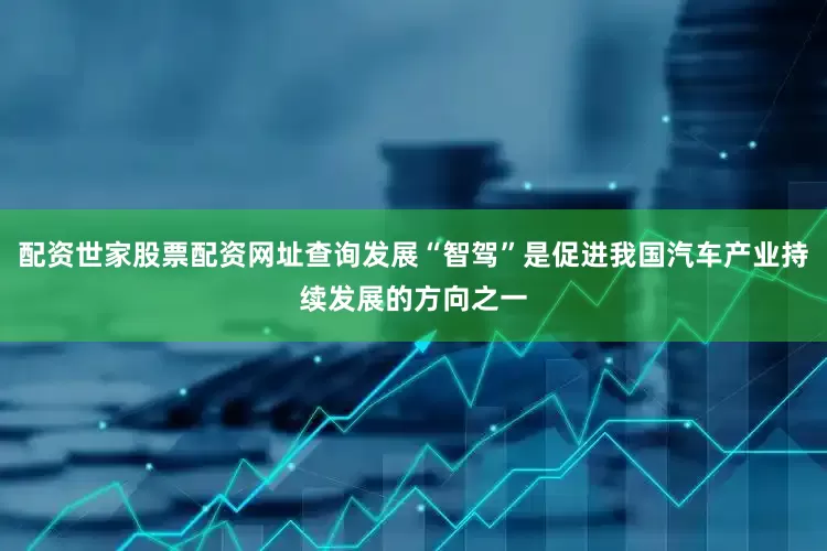 配资世家股票配资网址查询发展“智驾”是促进我国汽车产业持续发展的方向之一